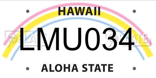 LMU034 Hawaii License Plate