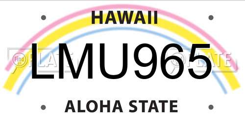 LMU965 Hawaii License Plate