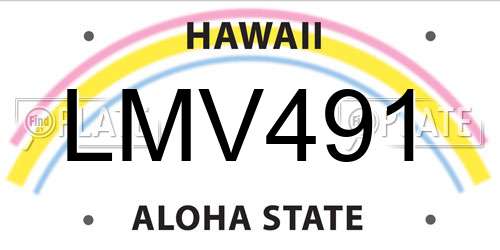 LMV491 Hawaii License Plate