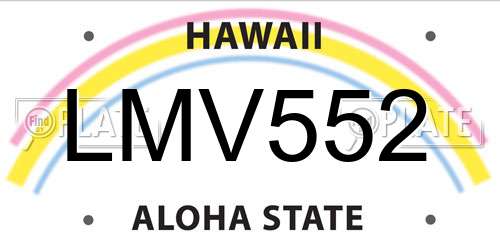 LMV552 Hawaii License Plate