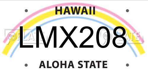 LMX208 Hawaii License Plate