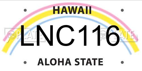 LNC116 Hawaii License Plate