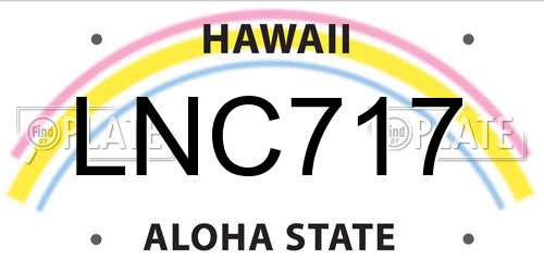 LNC717 Hawaii License Plate