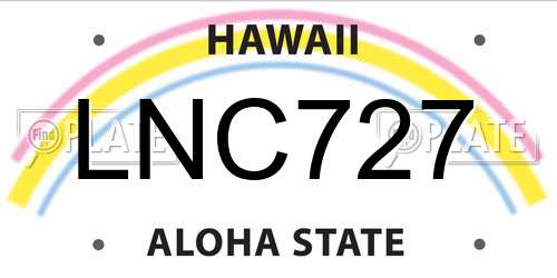 LNC727 Hawaii License Plate