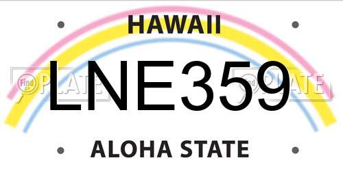 LNE359 Hawaii License Plate