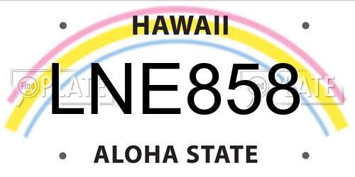 LNE858 Hawaii License Plate