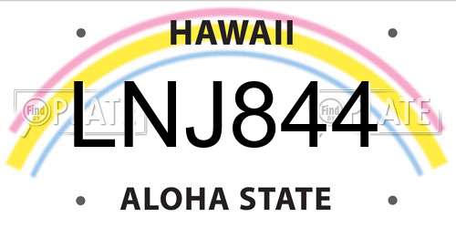 LNJ844 Hawaii License Plate