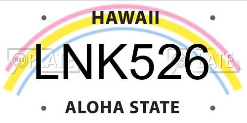 LNK526 Hawaii License Plate