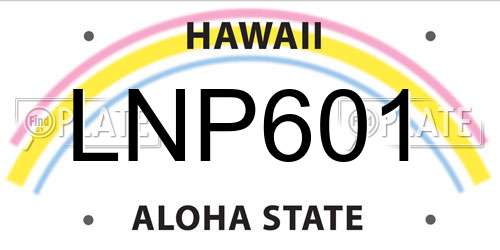 LNP601 Hawaii License Plate