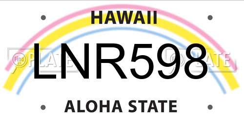 LNR598 Hawaii License Plate