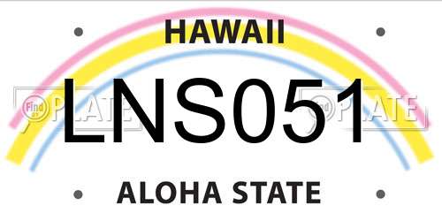 LNS051 Hawaii License Plate