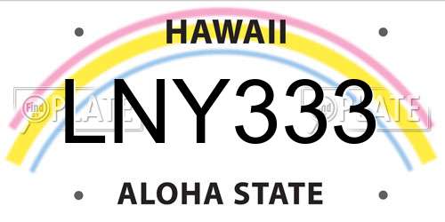 LNY333 Hawaii License Plate