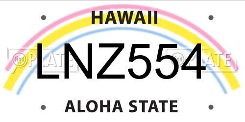 LNZ554 Hawaii License Plate