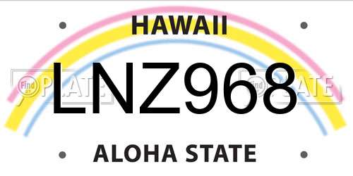 LNZ968 Hawaii License Plate