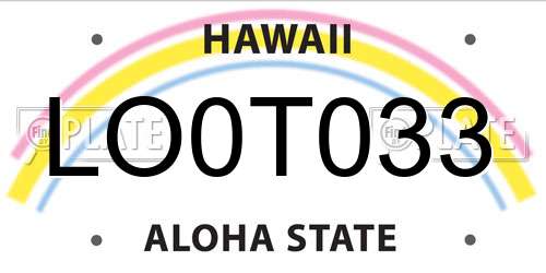 LO0T033 Hawaii License Plate