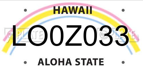 LO0Z033 Hawaii License Plate