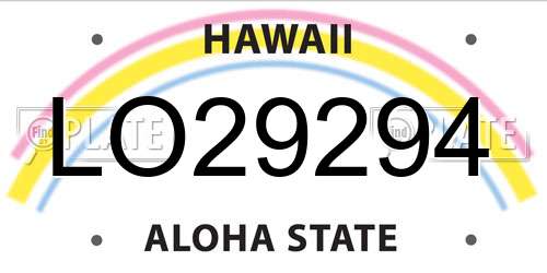 LO29294 Hawaii License Plate