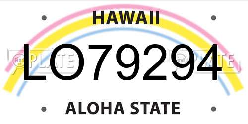 LO79294 Hawaii License Plate