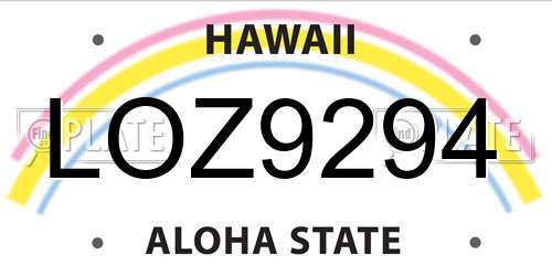 LOZ9294 Hawaii License Plate
