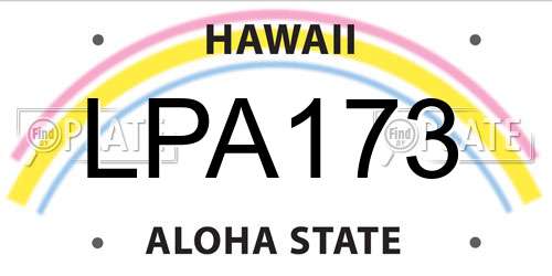 LPA173 Hawaii License Plate