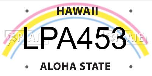 LPA453 Hawaii License Plate