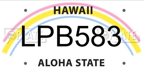 LPB583 Hawaii License Plate