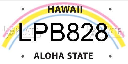 LPB828 Hawaii License Plate