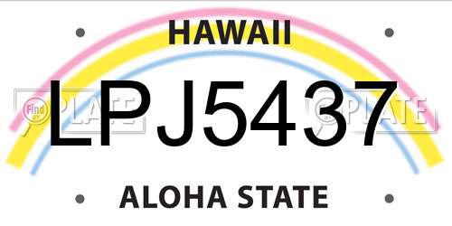 LPJ5437 Hawaii License Plate