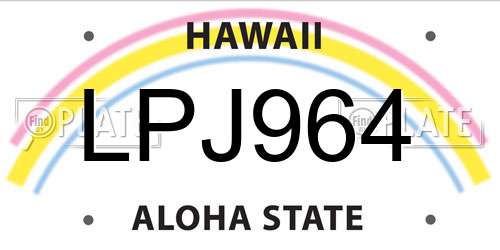 LPJ964 Hawaii License Plate