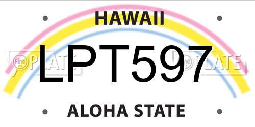 LPT597 Hawaii License Plate