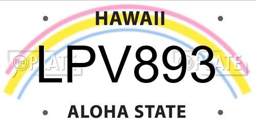 LPV893 Hawaii License Plate