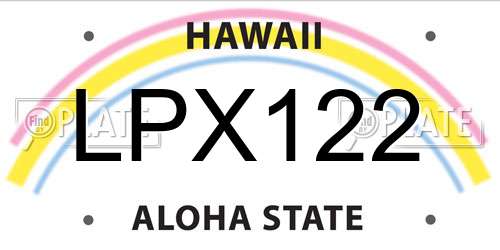 LPX122 Hawaii License Plate