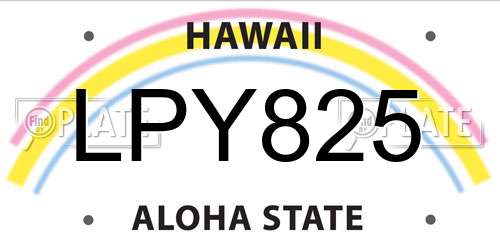 LPY825 Hawaii License Plate