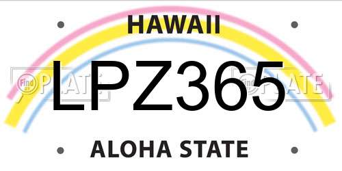 LPZ365 Hawaii License Plate