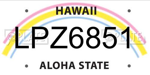 LPZ6851 Hawaii License Plate