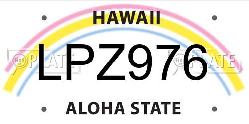 LPZ976 Hawaii License Plate