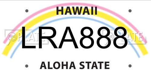 LRA888 Hawaii License Plate