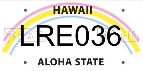 LRE036 Hawaii License Plate