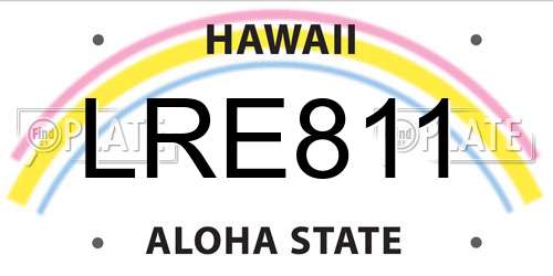 LRE811 Hawaii License Plate