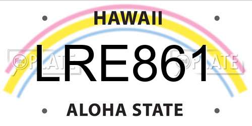 LRE861 Hawaii License Plate
