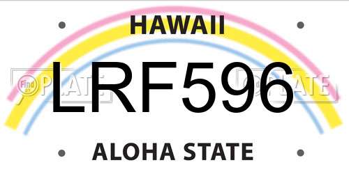 LRF596 Hawaii License Plate