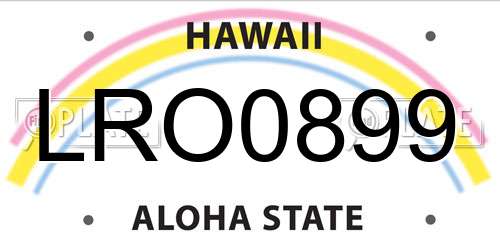 LRO0899 Hawaii License Plate