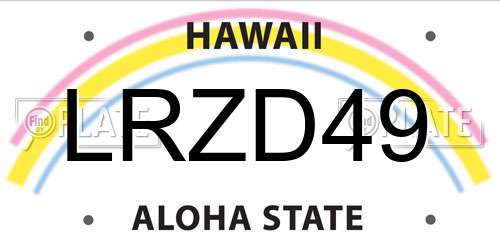 LRZD49 Hawaii License Plate