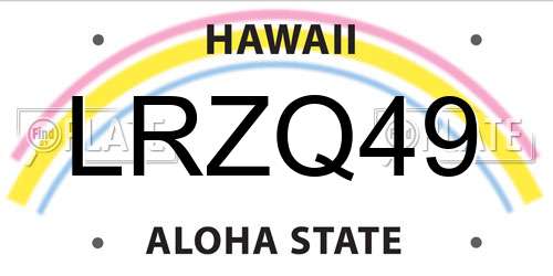 LRZQ49 Hawaii License Plate