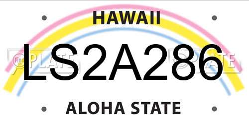 LS2A286 Hawaii License Plate