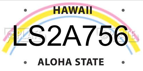 LS2A756 Hawaii License Plate