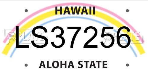 LS37256 Hawaii License Plate