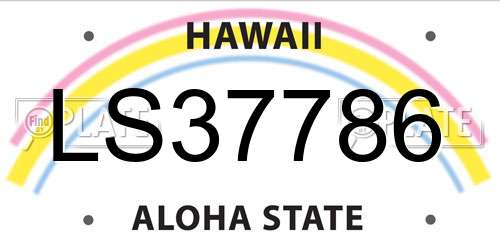 LS37786 Hawaii License Plate