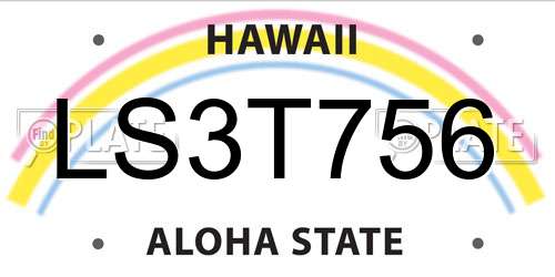 LS3T756 Hawaii License Plate