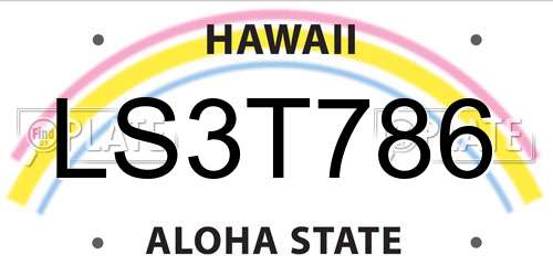 LS3T786 Hawaii License Plate